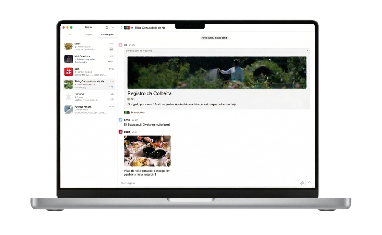 Tlon em desktop e navegador para organização e gestão