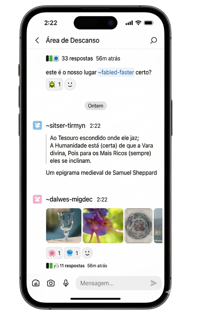 Tlon no iPhone com conteúdo compartilhado